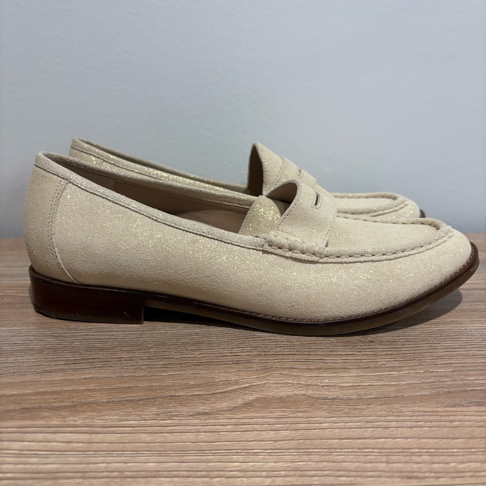 Vionic‎ Waverly Gold Specked Leather Penny Loafers size 9.5